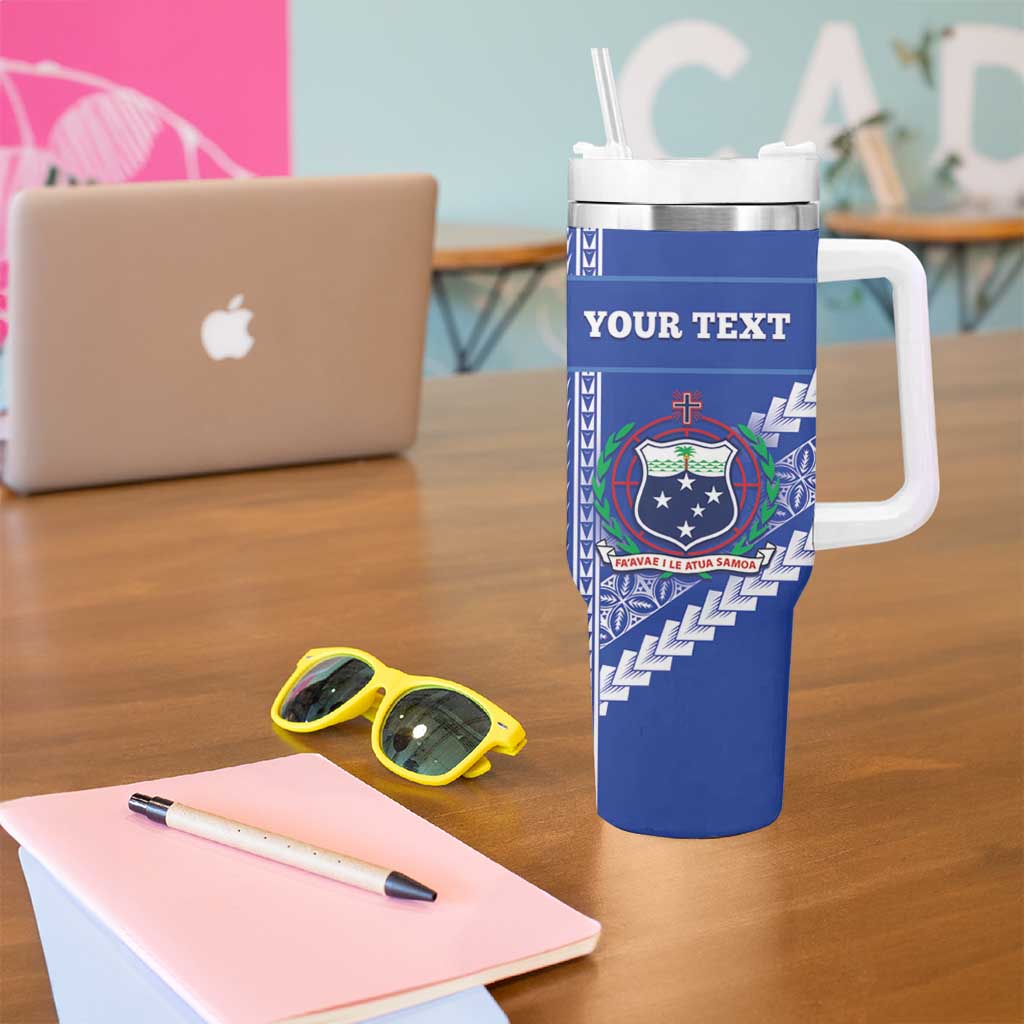 Custom Fetu Samoa Rugby Tumbler With Handle Siapo Pattern - Sporty Style
