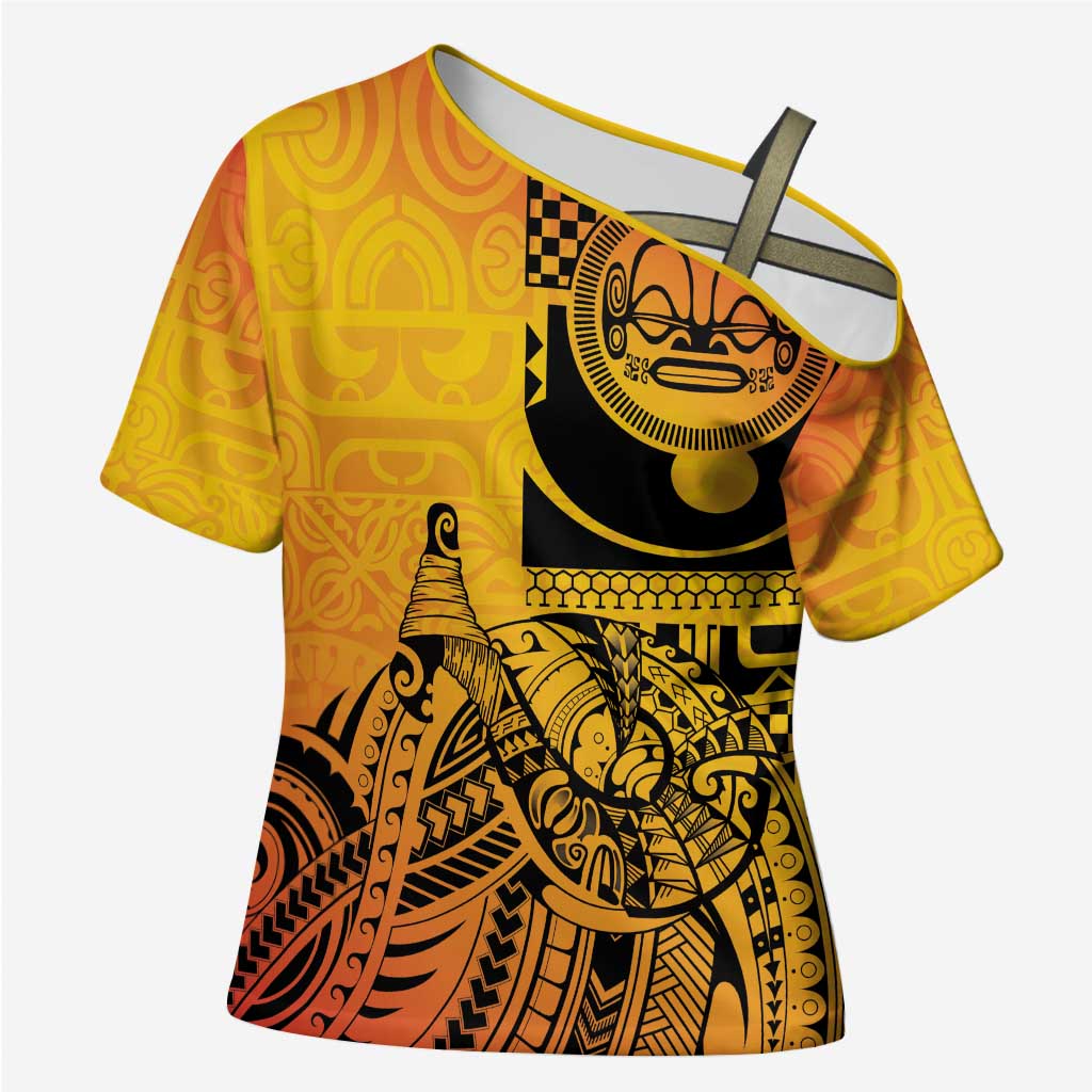 Marquesas Islands Cross Shoulder Shirt Marquesan Matatiki Fish Hook Patutiki - Polynesian Pride