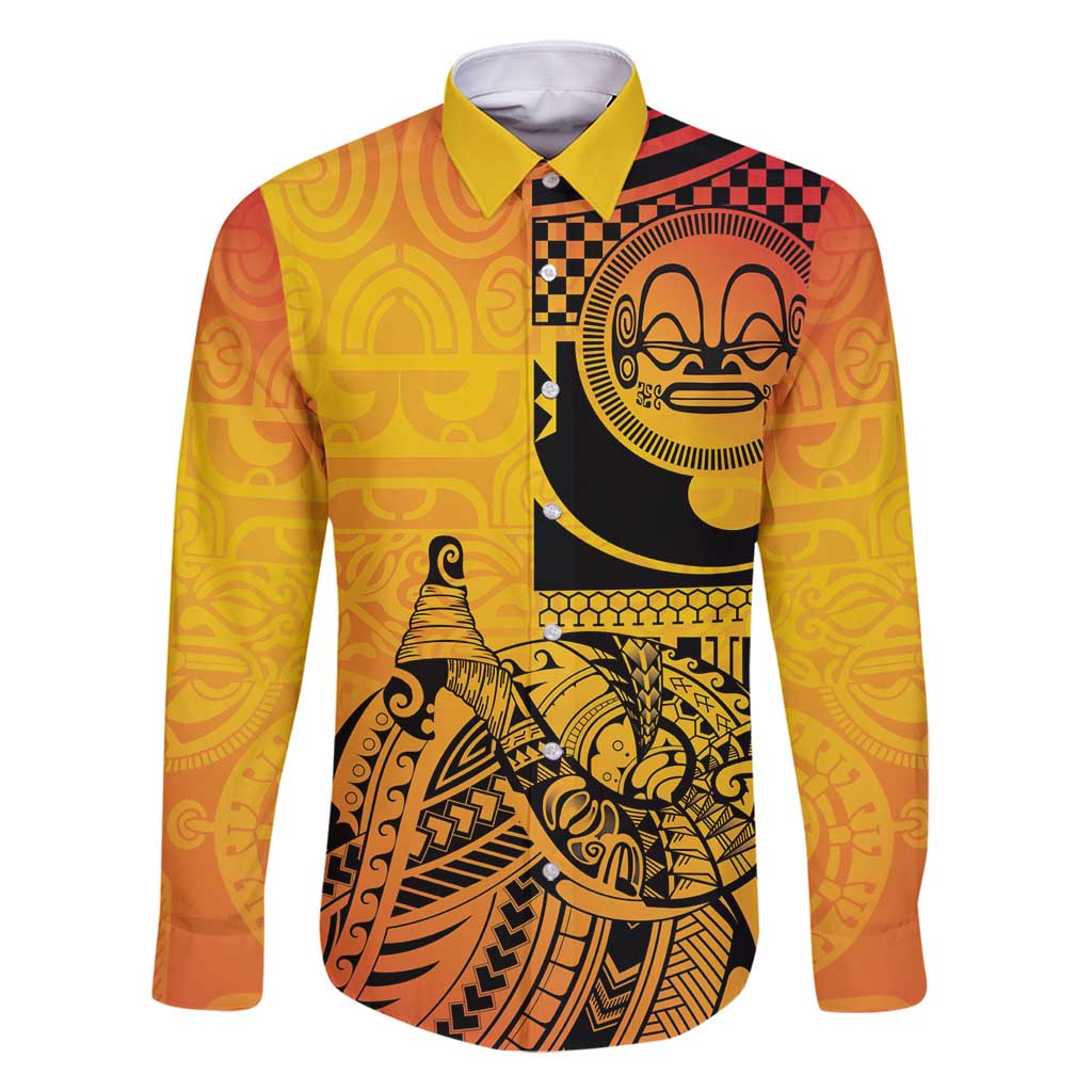 Marquesas Islands Family Matching Long Sleeve Bodycon Dress and Hawaiian Shirt Marquesan Matatiki Fish Hook Patutiki - Polynesian Pride