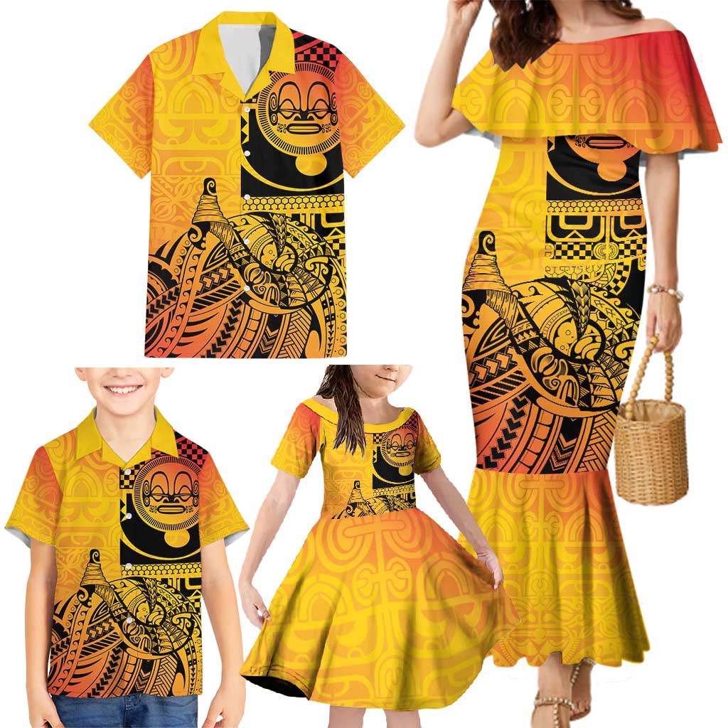 Marquesas Islands Family Matching Mermaid Dress and Hawaiian Shirt Marquesan Matatiki Fish Hook Patutiki - Polynesian Pride