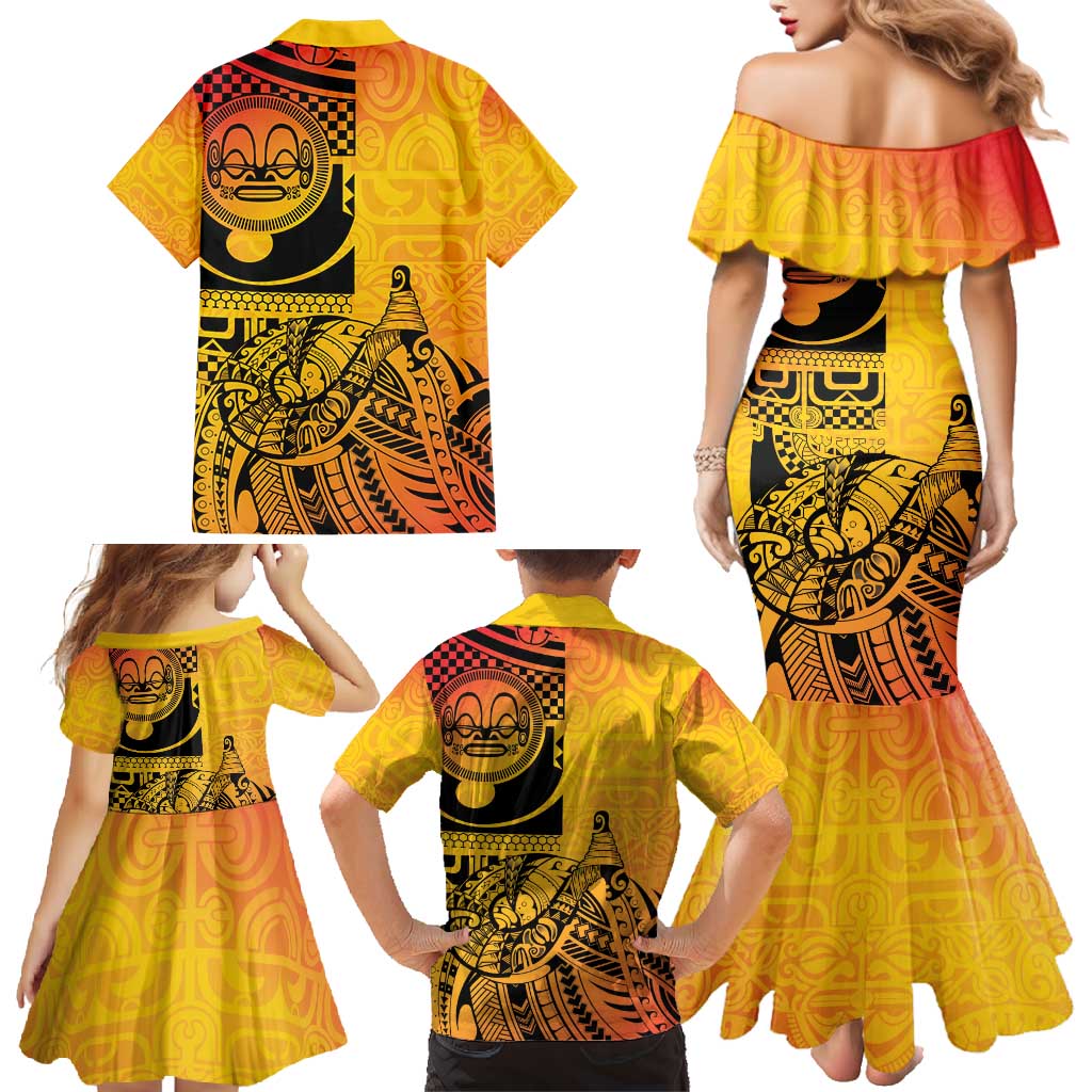 Marquesas Islands Family Matching Mermaid Dress and Hawaiian Shirt Marquesan Matatiki Fish Hook Patutiki - Polynesian Pride