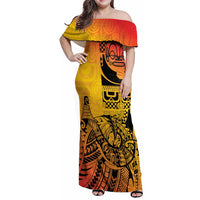 Marquesas Islands Family Matching Off Shoulder Maxi Dress and Hawaiian Shirt Marquesan Matatiki Fish Hook Patutiki - Polynesian Pride