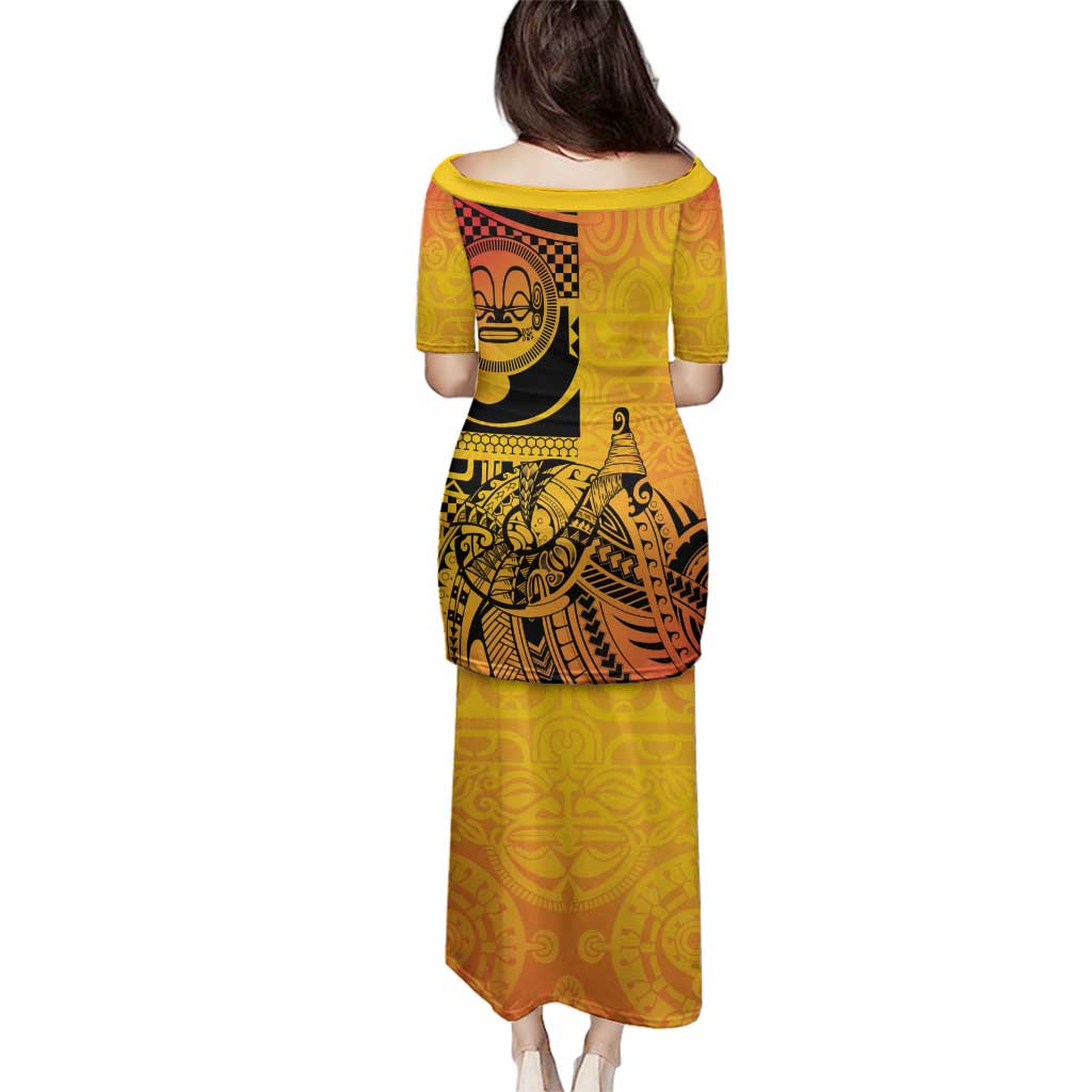 Marquesas Islands Family Matching Puletasi and Hawaiian Shirt Marquesan Matatiki Fish Hook Patutiki - Polynesian Pride