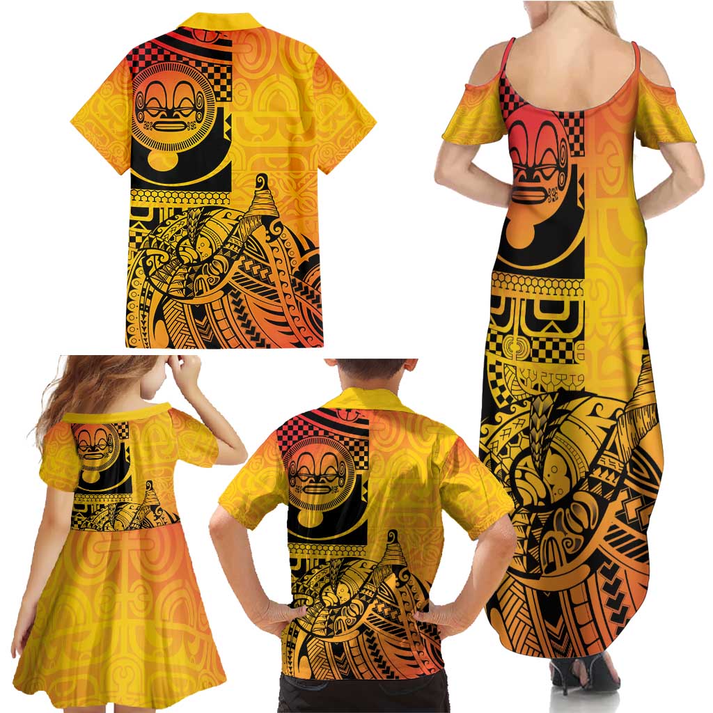 Marquesas Islands Family Matching Summer Maxi Dress and Hawaiian Shirt Marquesan Matatiki Fish Hook Patutiki - Polynesian Pride
