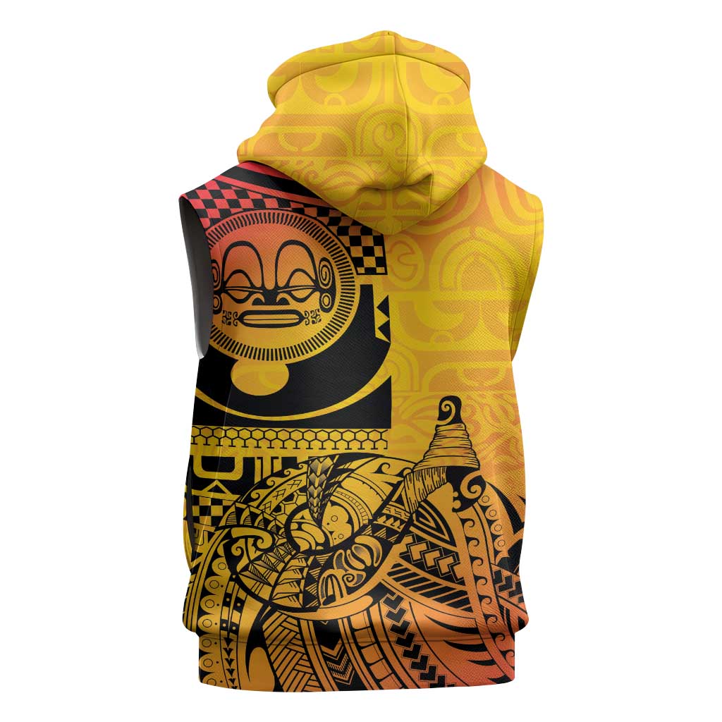Marquesas Islands Sleeveless Hoodie Marquesan Matatiki Fish Hook Patutiki - Polynesian Pride