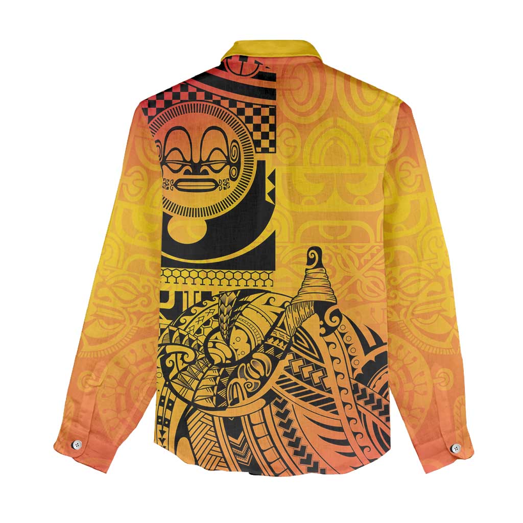 Marquesas Islands Women Casual Shirt Marquesan Matatiki Fish Hook Patutiki - Polynesian Pride