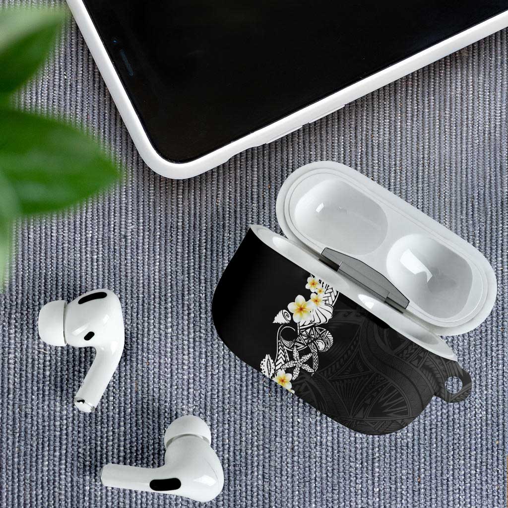 Black Samoa Tattoo AirPods Case Plumeria Samoan Ocean Tatau Pattern - Polynesian Pride