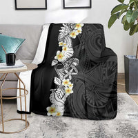 Black Samoa Tattoo Blanket Plumeria Samoan Ocean Tatau Pattern - Polynesian Pride