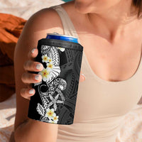 Black Samoa Tattoo 4 in 1 Can Cooler Tumbler Plumeria Samoan Ocean Tatau Pattern - Polynesian Pride