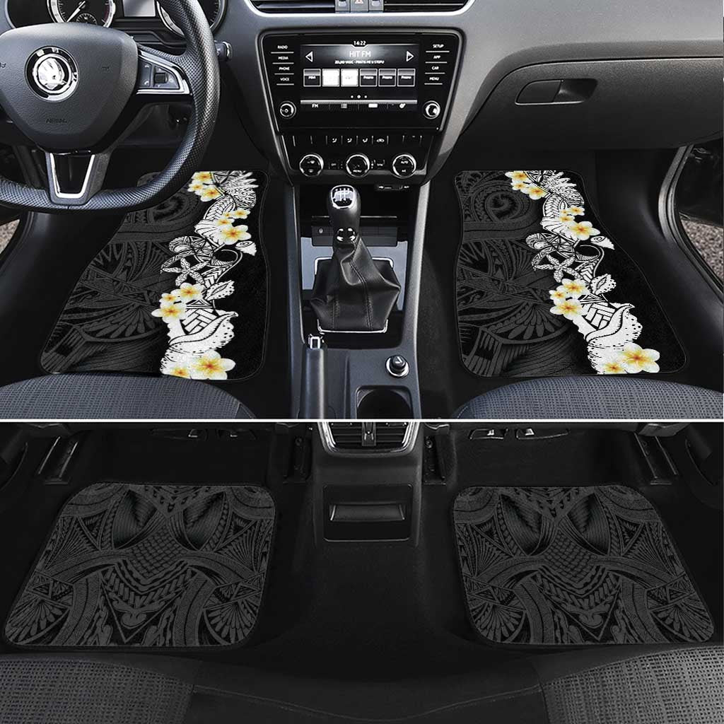 Black Samoa Tattoo Car Mats Plumeria Samoan Ocean Tatau Pattern - Polynesian Pride
