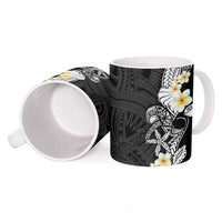 Black Samoa Tattoo Ceramic Mug Plumeria Samoan Ocean Tatau Pattern - Polynesian Pride