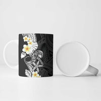 Black Samoa Tattoo Ceramic Mug Plumeria Samoan Ocean Tatau Pattern - Polynesian Pride