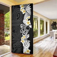 Black Samoa Tattoo Door Cover Plumeria Samoan Ocean Tatau Pattern - Polynesian Pride