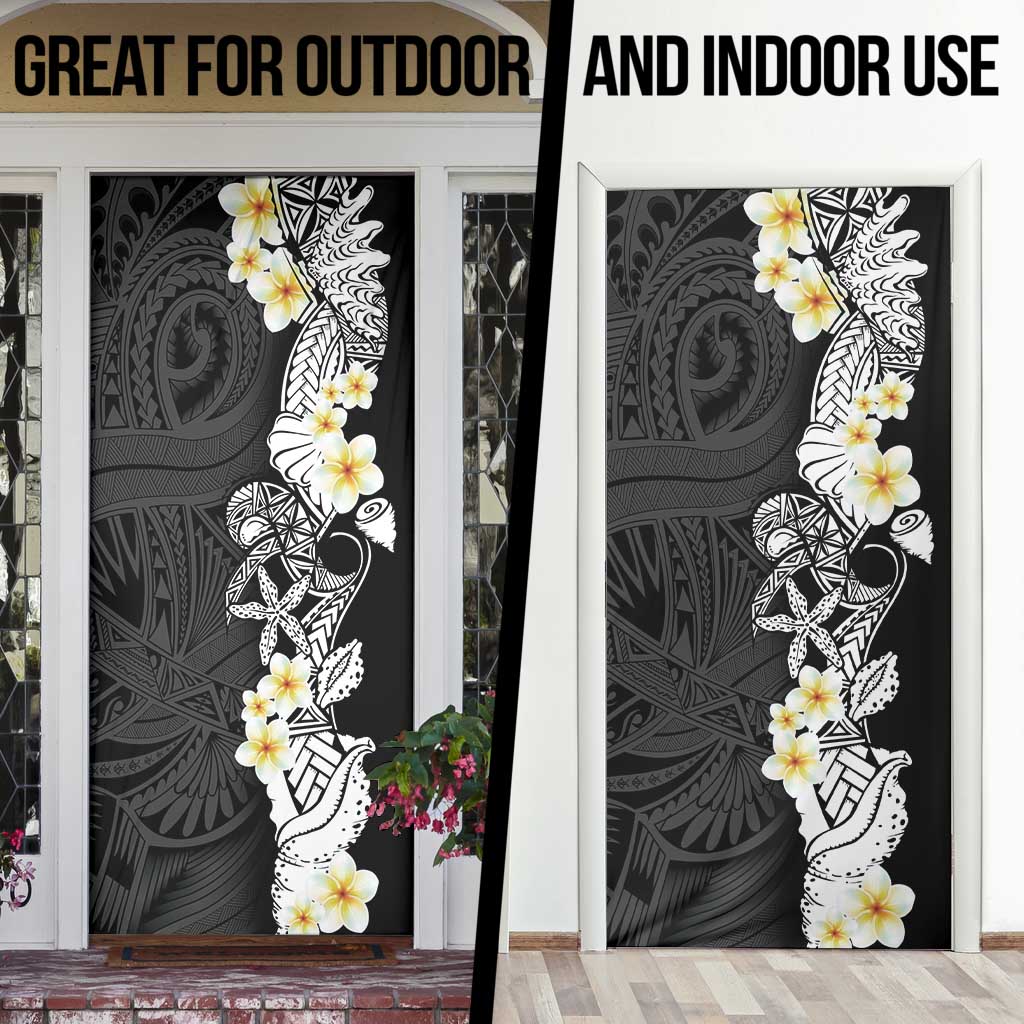 Black Samoa Tattoo Door Cover Plumeria Samoan Ocean Tatau Pattern - Polynesian Pride