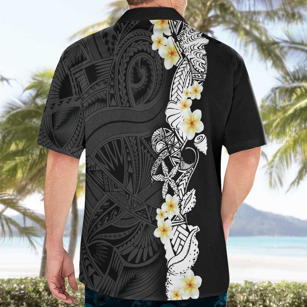 Black Samoa Tattoo Hawaiian Shirt Plumeria Samoan Ocean Tatau Pattern - Polynesian Pride