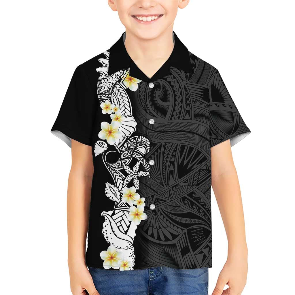 Black Samoa Tattoo Hawaiian Shirt Plumeria Samoan Ocean Tatau Pattern - Polynesian Pride