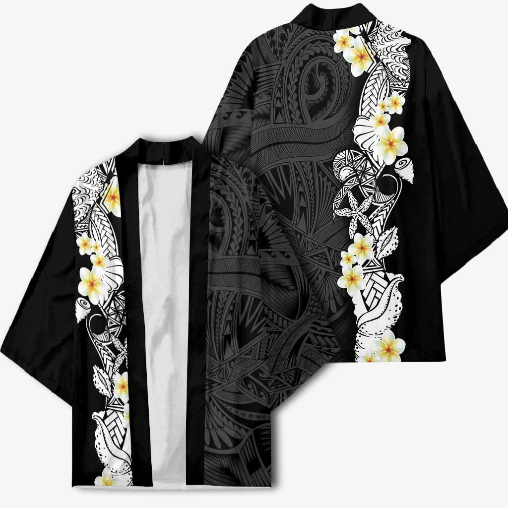 Black Samoa Tattoo Kimono Plumeria Samoan Ocean Tatau Pattern - Polynesian Pride