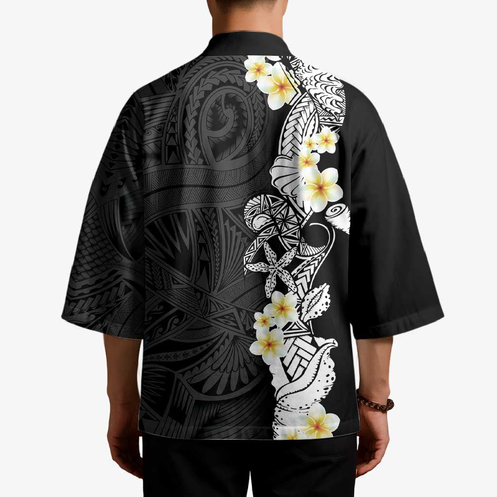 Black Samoa Tattoo Kimono Plumeria Samoan Ocean Tatau Pattern - Polynesian Pride