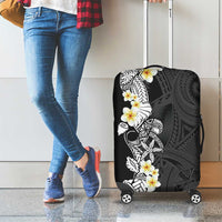 Black Samoa Tattoo Luggage Cover Plumeria Samoan Ocean Tatau Pattern - Polynesian Pride