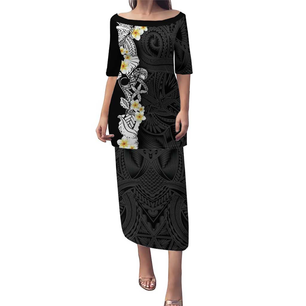 Black Samoa Tattoo Puletasi Plumeria Samoan Ocean Tatau Pattern - Polynesian Pride