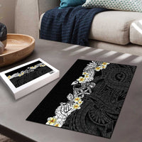 Black Samoa Tattoo Puzzle Plumeria Samoan Ocean Tatau Pattern - Polynesian Pride