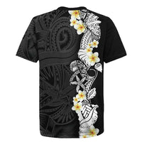 Black Samoa Tattoo Rugby Jersey Plumeria Samoan Ocean Tatau Pattern - Polynesian Pride