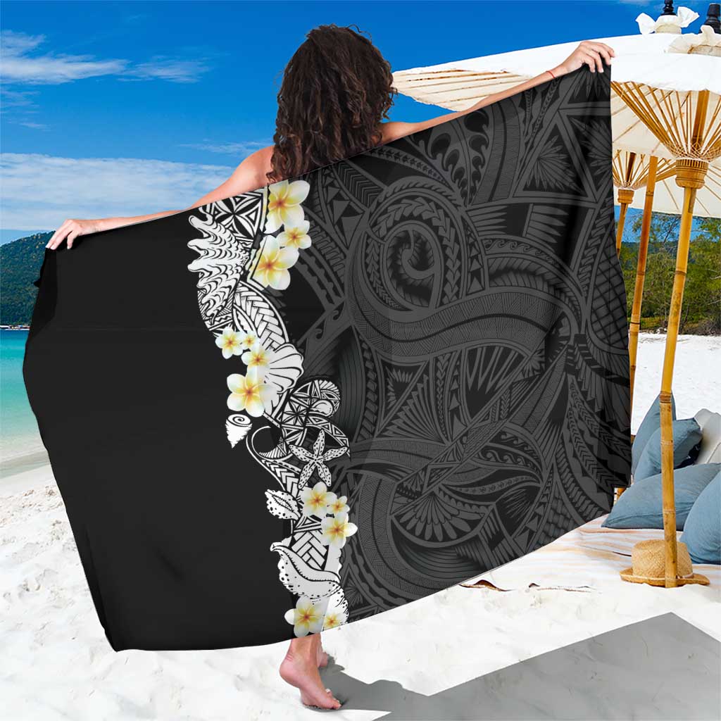 Black Samoa Tattoo Sarong Plumeria Samoan Ocean Tatau Pattern - Polynesian Pride