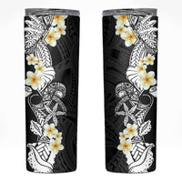 Black Samoa Tattoo Skinny Tumbler Plumeria Samoan Ocean Tatau Pattern - Polynesian Pride