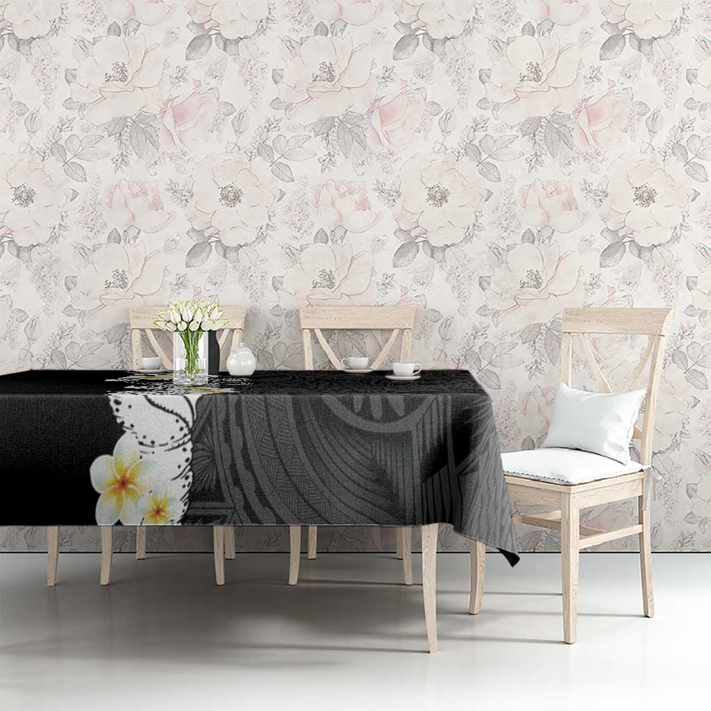 Black Samoa Tattoo Tablecloth Plumeria Samoan Ocean Tatau Pattern - Polynesian Pride