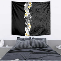 Black Samoa Tattoo Tapestry Plumeria Samoan Ocean Tatau Pattern - Polynesian Pride