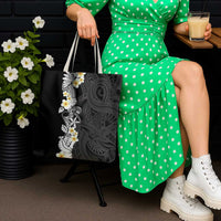 Black Samoa Tattoo Tote Bag Plumeria Samoan Ocean Tatau Pattern - Polynesian Pride