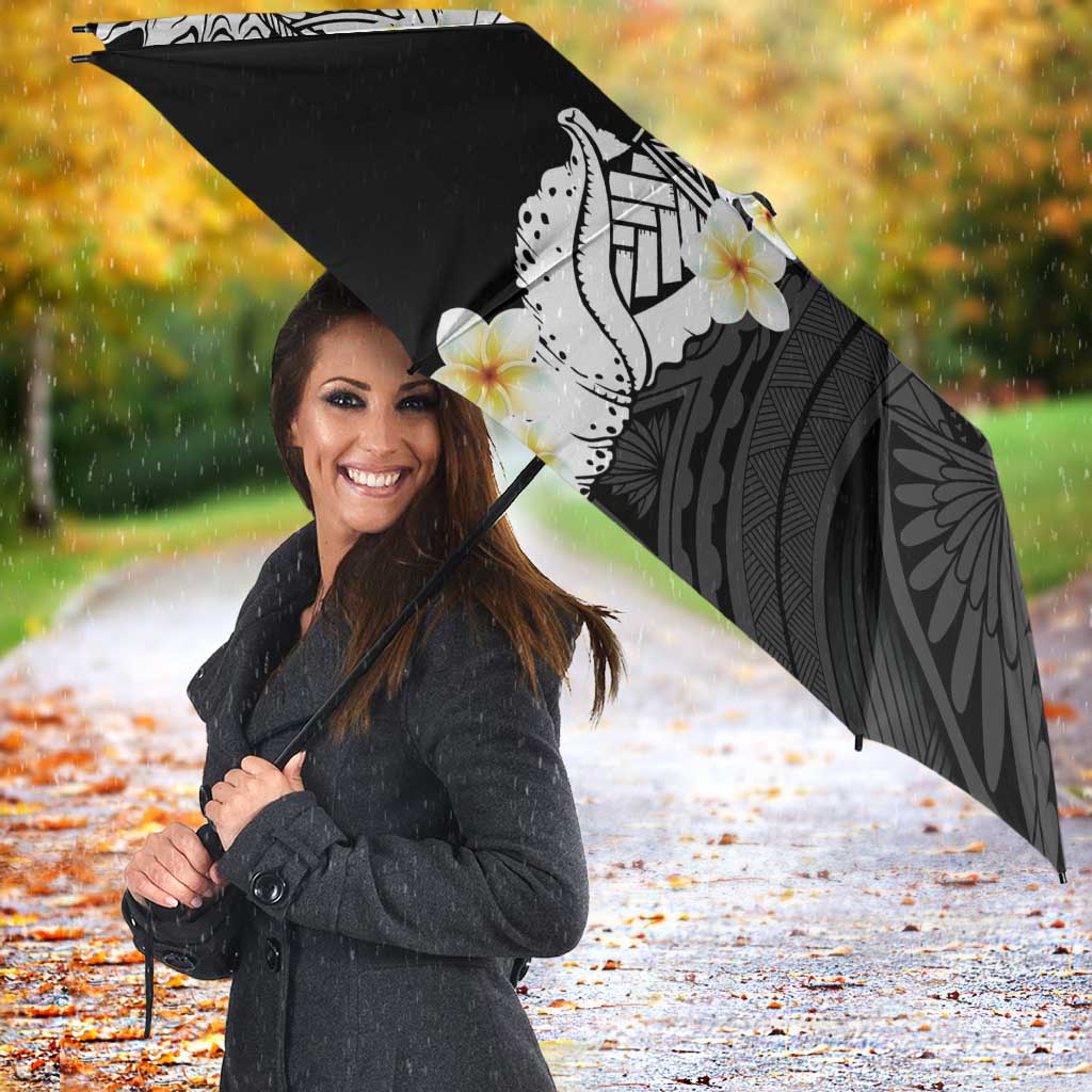 Black Samoa Tattoo Umbrella Plumeria Samoan Ocean Tatau Pattern - Polynesian Pride