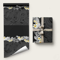 Black Samoa Tattoo Wrapping Paper Plumeria Samoan Ocean Tatau Pattern - Polynesian Pride