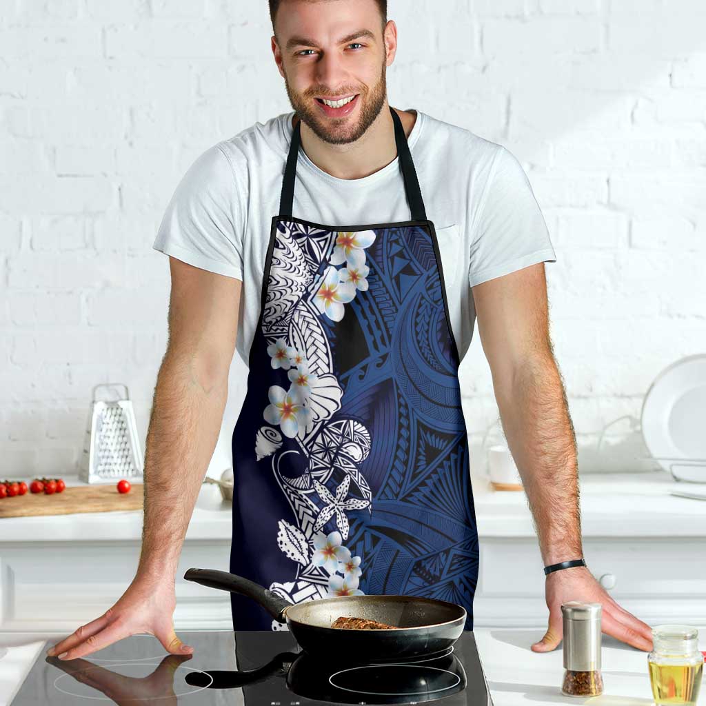 Blue Samoa Tattoo Apron Plumeria Samoan Ocean Tatau Pattern - Polynesian Pride