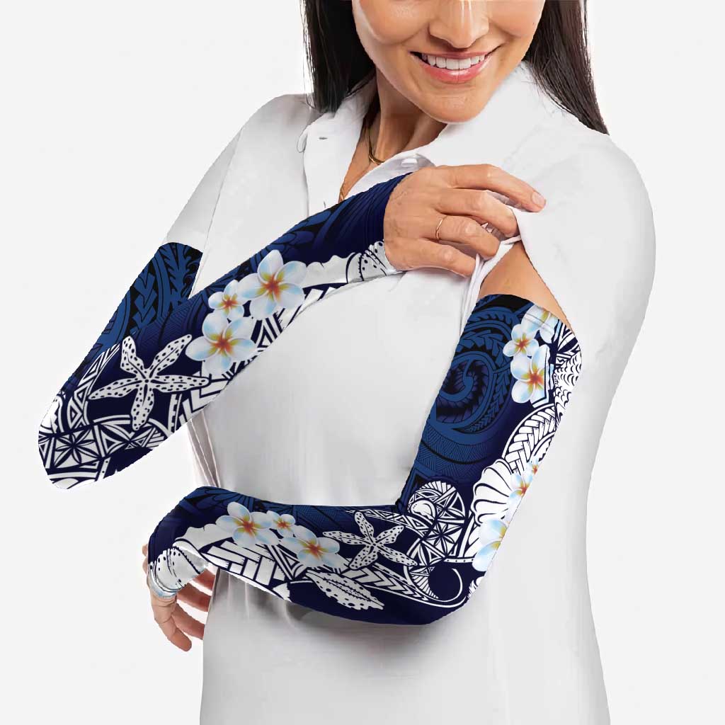 Blue Samoa Tattoo Arm Sleeves Plumeria Samoan Ocean Tatau Pattern - Polynesian Pride