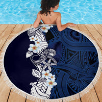 Blue Samoa Tattoo Beach Blanket Plumeria Samoan Ocean Tatau Pattern - Polynesian Pride