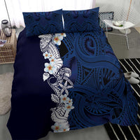 Blue Samoa Tattoo Bedding Set Plumeria Samoan Ocean Tatau Pattern - Polynesian Pride