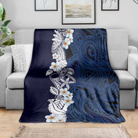Blue Samoa Tattoo Blanket Plumeria Samoan Ocean Tatau Pattern - Polynesian Pride