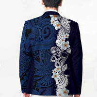 Blue Samoa Tattoo Blazer Plumeria Samoan Ocean Tatau Pattern - Polynesian Pride