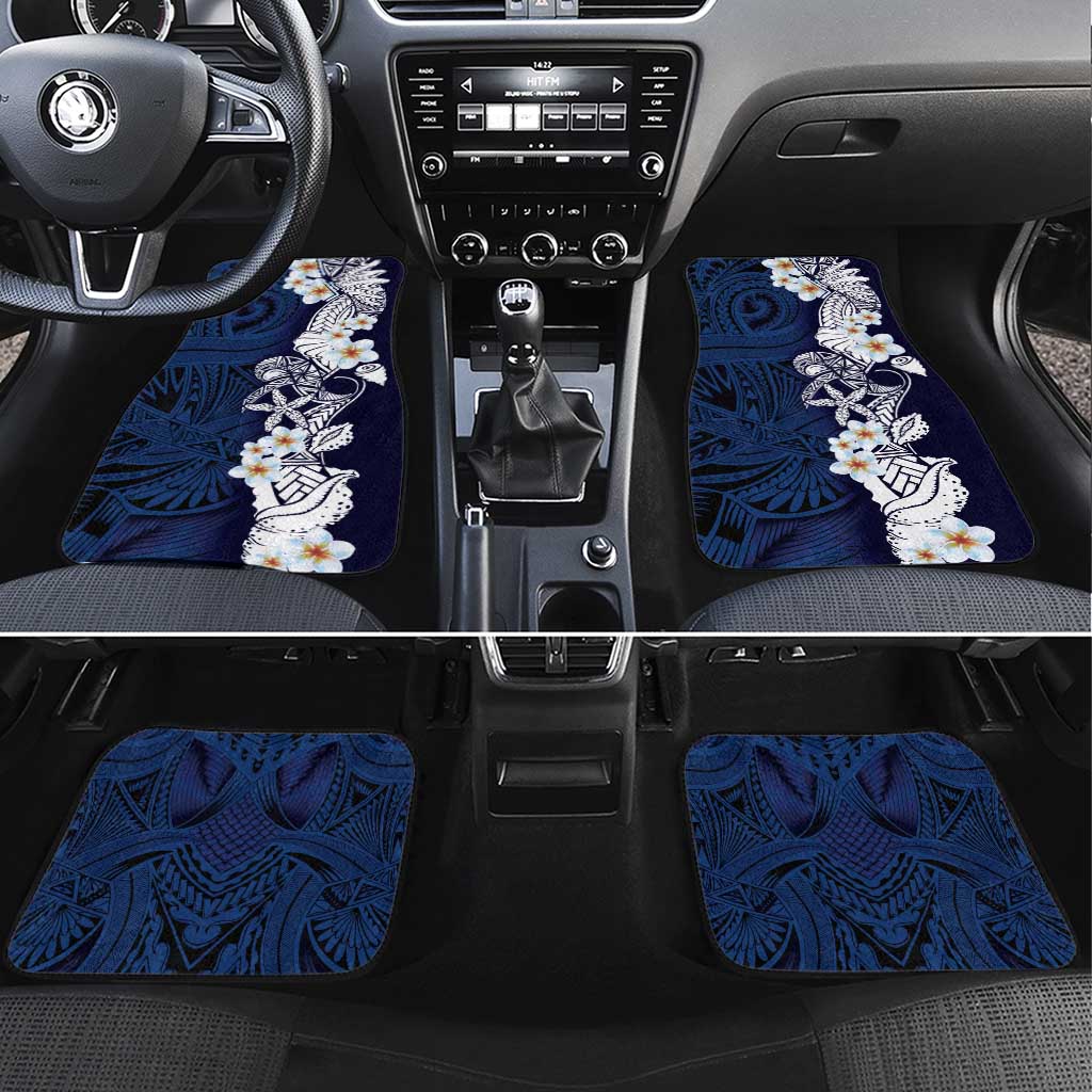 Blue Samoa Tattoo Car Mats Plumeria Samoan Ocean Tatau Pattern - Polynesian Pride