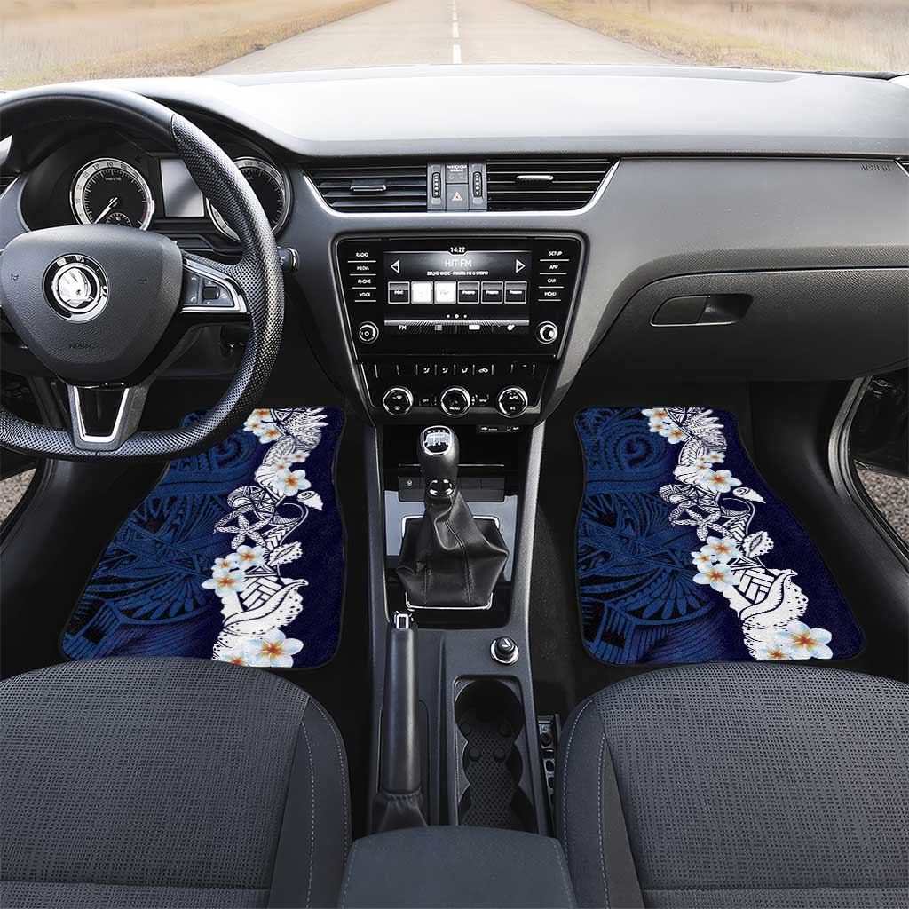 Blue Samoa Tattoo Car Mats Plumeria Samoan Ocean Tatau Pattern - Polynesian Pride