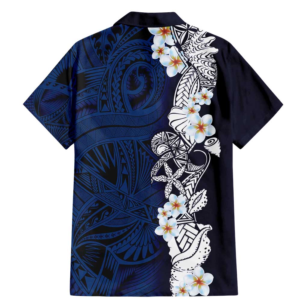 Blue Samoa Tattoo Family Matching Summer Maxi Dress and Hawaiian Shirt Plumeria Samoan Ocean Tatau Pattern - Polynesian Pride