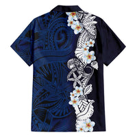 Blue Samoa Tattoo Family Matching Tank Maxi Dress and Hawaiian Shirt Plumeria Samoan Ocean Tatau Pattern - Polynesian Pride