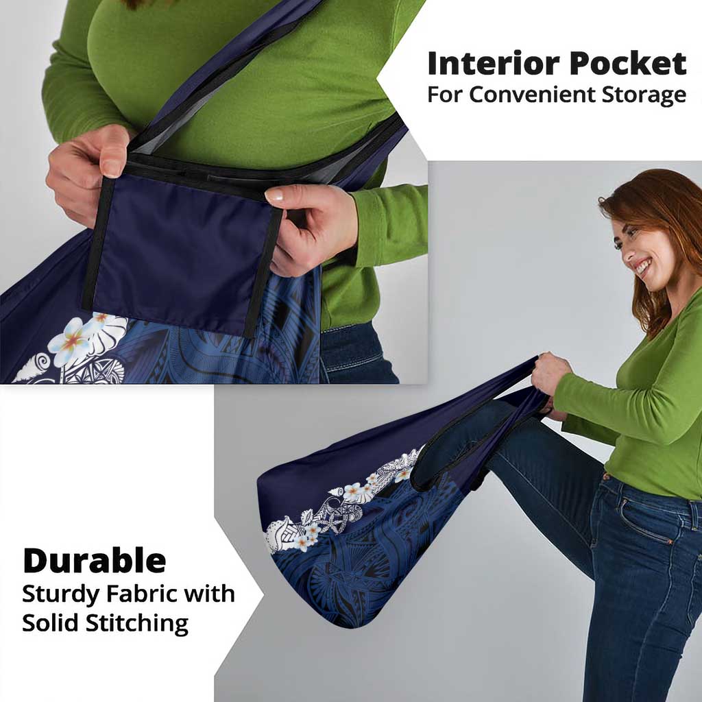 Blue Samoa Tattoo Grocery Bag Plumeria Samoan Ocean Tatau Pattern - Polynesian Pride