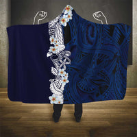 Blue Samoa Tattoo Hooded Blanket Plumeria Samoan Ocean Tatau Pattern - Polynesian Pride