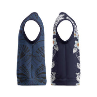 Blue Samoa Tattoo Christmas Knitted V-Neck Vest Plumeria Samoan Ocean Tatau Pattern - Polynesian Pride