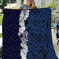 Blue Samoa Tattoo Quilt Plumeria Samoan Ocean Tatau Pattern - Polynesian Pride