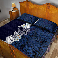 Blue Samoa Tattoo Quilt Bed Set Plumeria Samoan Ocean Tatau Pattern - Polynesian Pride