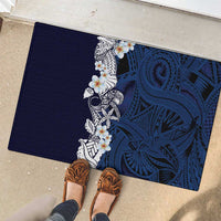 Blue Samoa Tattoo Rubber Doormat Plumeria Samoan Ocean Tatau Pattern - Polynesian Pride