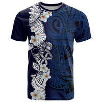 Blue Samoa Tattoo T Shirt Plumeria Samoan Ocean Tatau Pattern - Polynesian Pride